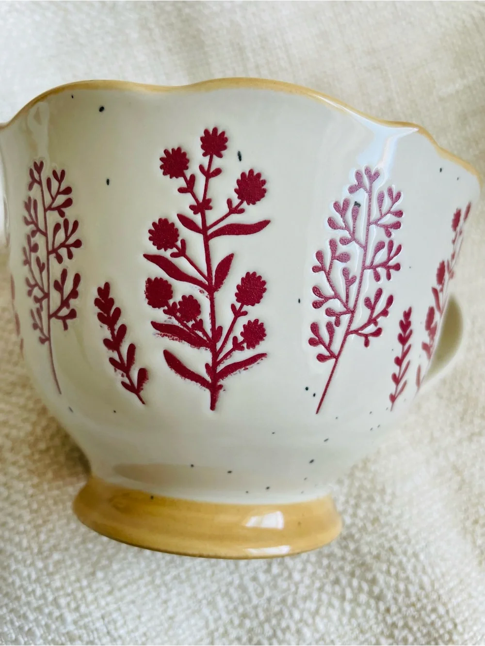 Floral Red Wildflowers Rustic Ceramic Mug NWT